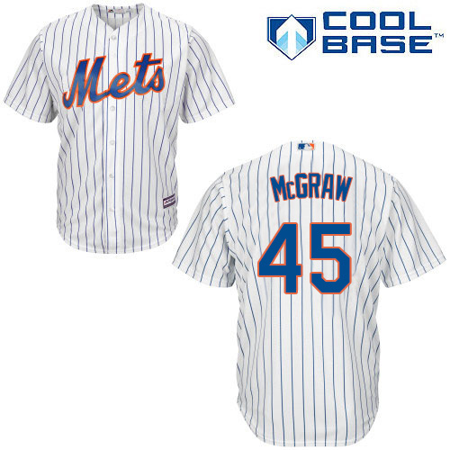 Mets #45 Tug McGraw White(Blue Strip) Cool Base Stitched Youth MLB Jersey - Click Image to Close